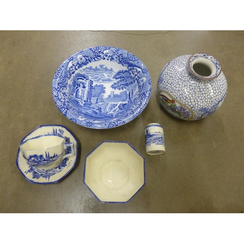 1061 - A William Adams vase, Royal Doulton blue and white and a Copeland bowl **PLEASE NOTE THIS LOT IS NOT... 