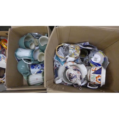 1076 - Four boxes of mixed china, decorative items etc. **PLEASE NOTE THIS LOT IS NOT ELIGIBLE FOR POSTING ... 