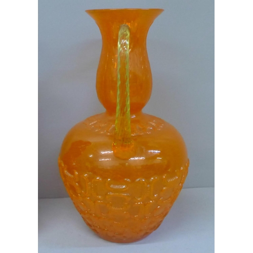 601 - Two orange glass vases; one 1970s Prachen vase by Frantisek Koudelka and one other