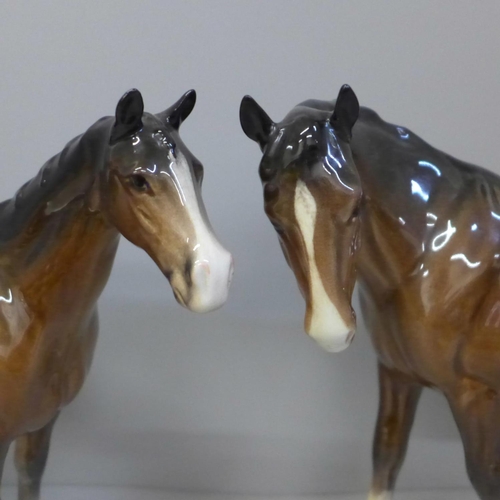 602 - Two Beswick horses, one a/f (hind leg broken and re-glued)