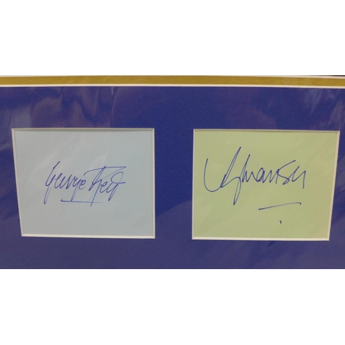 608 - A George Best and Rodney Marsh autographed football display