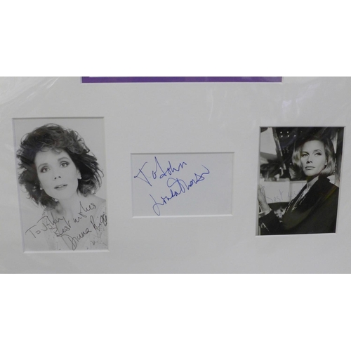 614 - The Avengers autograph display with signatures of Honor Blackman, Diana Rigg and Linda Thorson