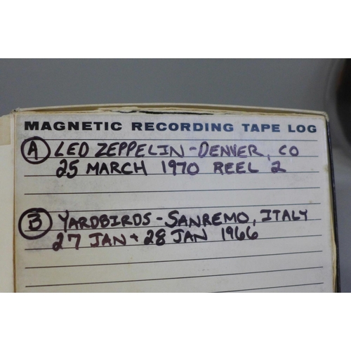 629 - A reel to reel tape of Led Zeppelin, Denver and the Yardbirds 27-28 January, 1966