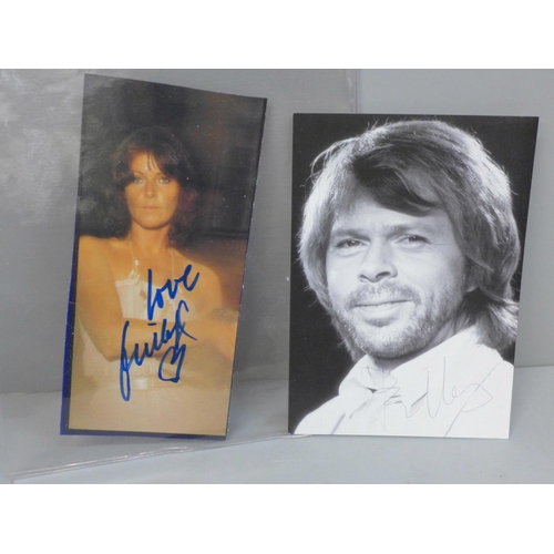 631 - ABBA signed photos of Bjorn Ulvaeus and Anni-Frid Lyngstad, (2)