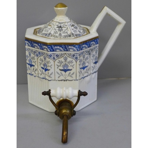 638 - An unusual 19th Century Wedgwood geometric teapot/urn