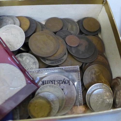 665 - Mixed coins including silver 6d, a 1944 German Third Reich phennig and a coin holder, weight of post... 