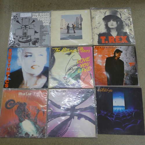 670 - Twelve LP records, mainly 1970s and 1980s, Rolling Stones, U2 and Pink Floyd, etc.