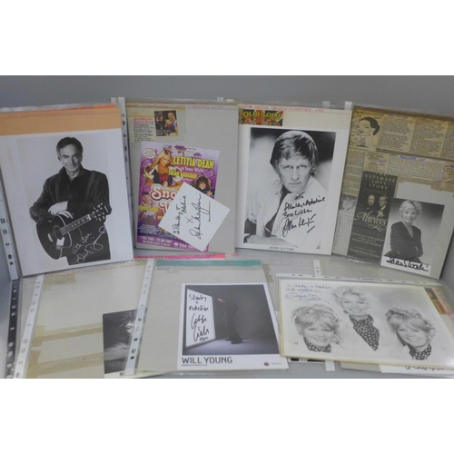 687 - An autograph collection including David Essex, Alan Price, Joe Brown, (20)