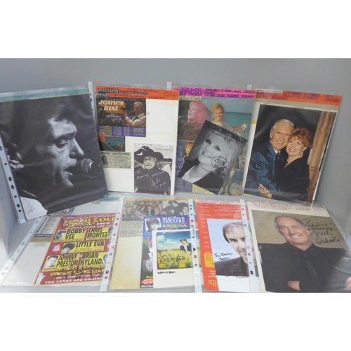 693 - An autograph collection, (19), including Kim Wilde, George Fame, Katrina, Neil Sedaka, etc.