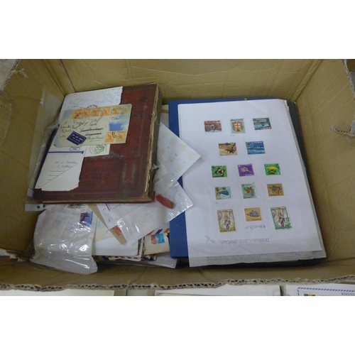 714 - Stamps:- box of stamps, covers, etc. - loose and in albums