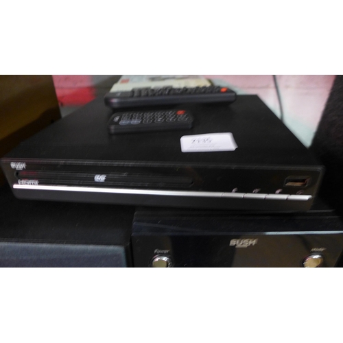 2135 - A Bush compact disc digital audio with remote and speakers and a Bush DVD player with films and musi... 