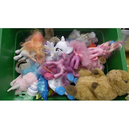 2367 - A box of china dolls and a box of My Little Pony toys