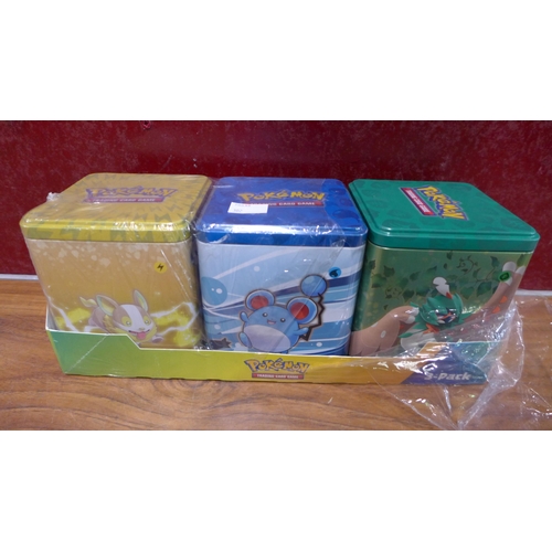 3116 - Pokemon Stacking Tins, Pokemon Chest & Case 5 Boosters  (302-235,236)  * This lot is subject to vat