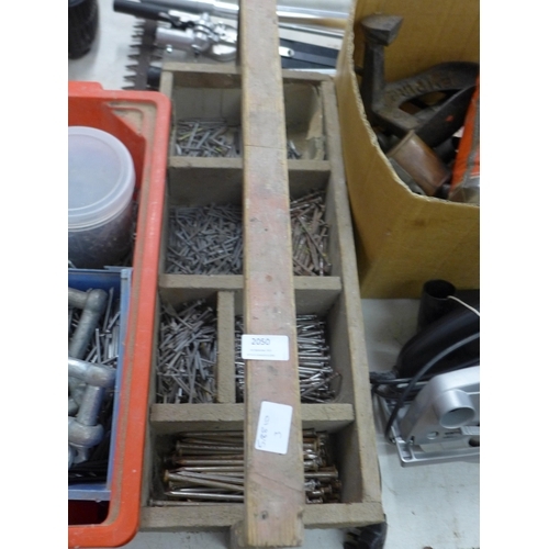 2050 - Two trays of assorted galvanised nails