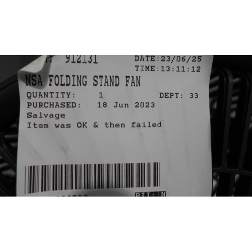 3330 - NSA Folding Stand Fan with Remote (302-363)  * This lot is subject to vat