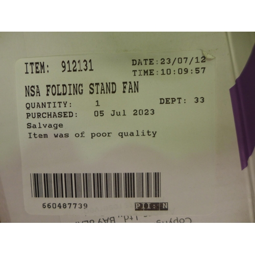 3336 - NSA Folding Stand Fan with Remote  (302-220)  * This lot is subject to vat