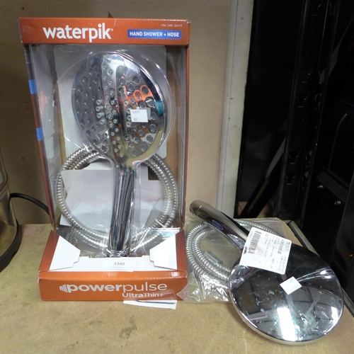 3340 - Two Waterpik Powerpulse Shower Heads & Hoses  (302-335,336)  * This lot is subject to vat