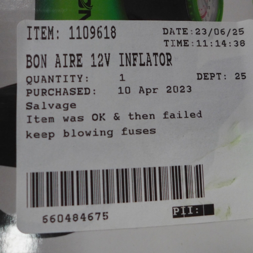 3344 - Bon Aire 12V Inflator (302-365)  * This lot is subject to vat