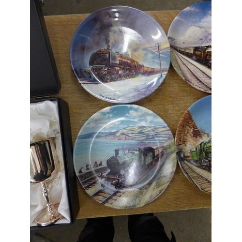 2075 - A selection of wall plates depicting trains including Davenport