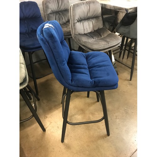 1312 - A pair of Enderson dark blue velvet bar stools