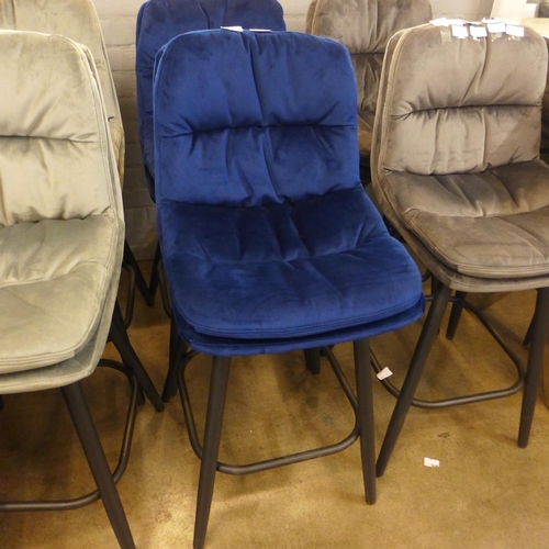 1311 - A pair of Enderson dark blue velvet bar stools