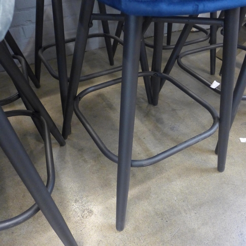 1311 - A pair of Enderson dark blue velvet bar stools