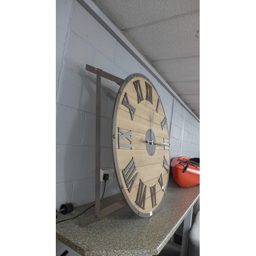 1453 - A large wood and metal industrial wall clock