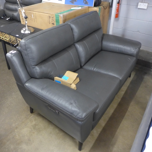 1457 - A Grace grey leather 2 seater power recliner sofa , original RRP £791.66 + vat (4180-15) *This lot i... 