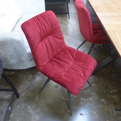 1470 - A Fusion dining table with six Arana dark red velvet dining chairs