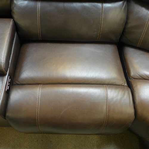 1504 - A Dunhill brown leather power reclining sofa , original RRP £1833.31 + vat (4180-4) *This lot is sub... 