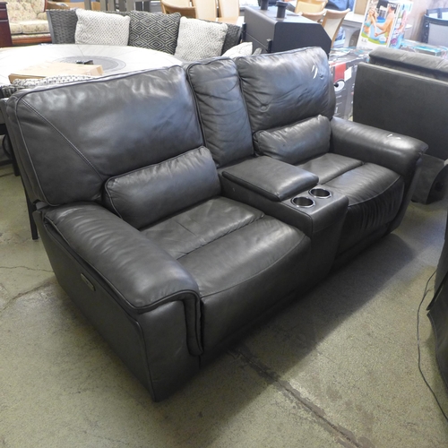 1535 - Maxwell 2 seater grey leather recliner sofa, original RRP £1166.66 + vat (4180-22) *This lot is subj... 