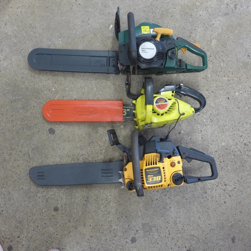 2004 - Three Petrol chainsaws, comprising one McCulloch, one Partner and one unbranded model