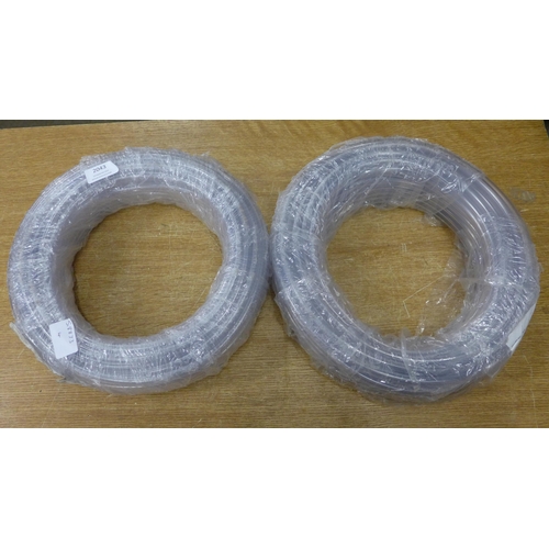 2043 - Two 30 metre rolls of 6 x 9 clear PVC tube - unused