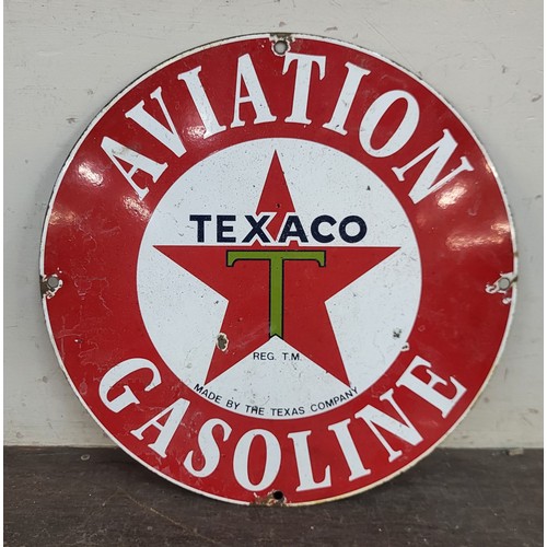 327A - An enamelled Texaco Aviation Gasoline advertising sign