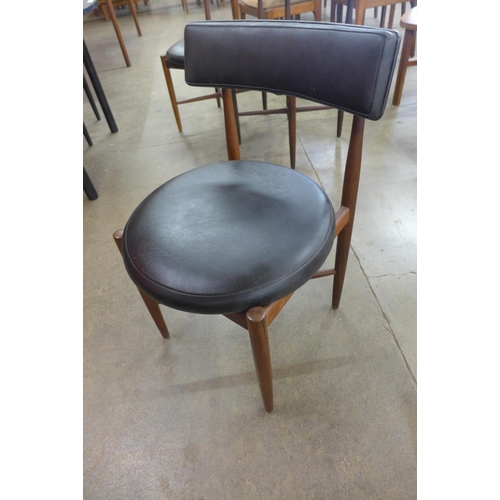 3 - A set of three G-Plan Fresco teak and black vinyl dining chairs