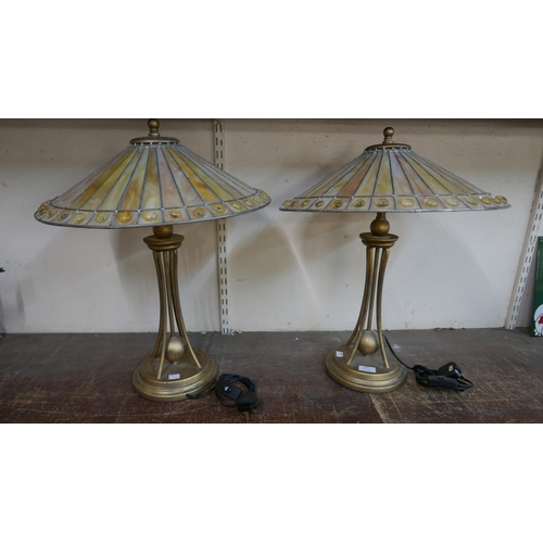 304 - A pair of Tiffany style table lamps