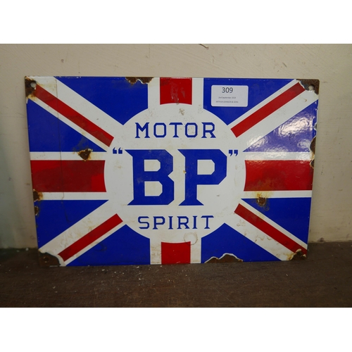 309 - An enamelled metal BP Motor Spirit advertising sign