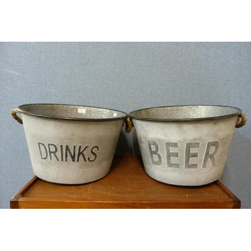 319 - Two galvanised drinks/beer coolers