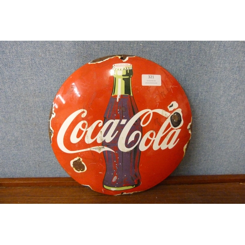 321 - An enamelled metal Coca-Cola advertising sign