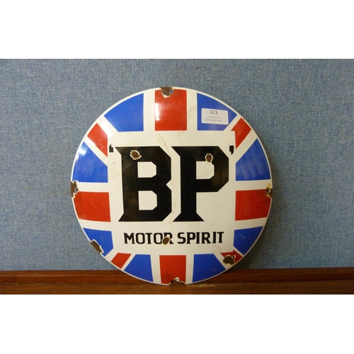 323 - An enamelled metal BP Motor Spirit advertising sign