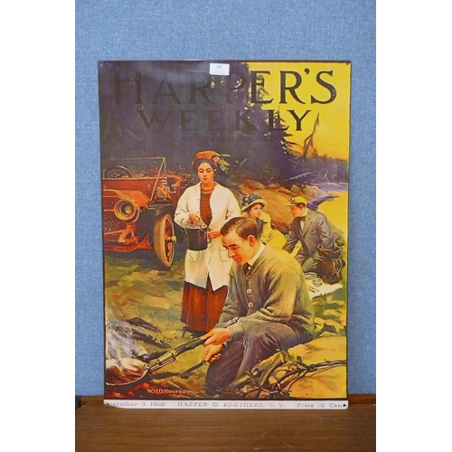 326 - A Harpers Weekly tin advertising sign