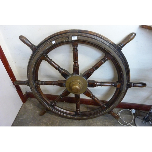 335 - A 19th Century teak ship's wheel