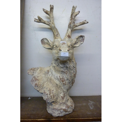 337 - A terracotta bust of a stag