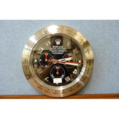 344 - A Rolex style dealer's display wall clock