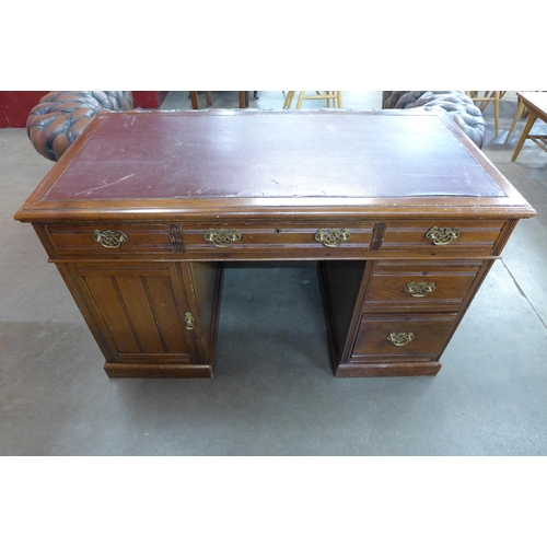 93 - A Victorian ash pedestal  desk