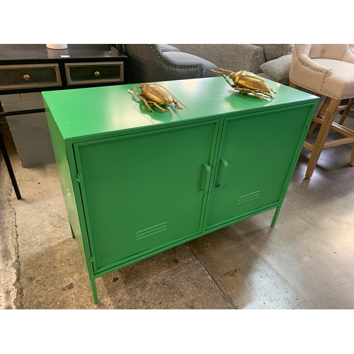 1386 - A green industrial style metal cabinet