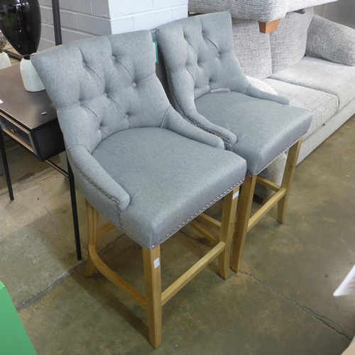 1390 - A pair of Bradley light grey bar stools