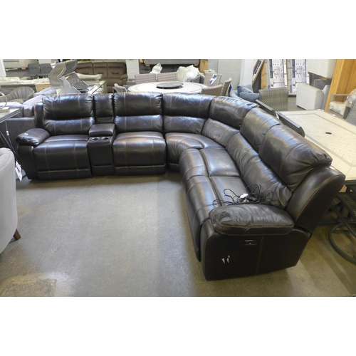 1392 - A Dunhill brown leather power reclining sofa , original RRP £1833.31 + vat (4180-4) *This lot is sub... 