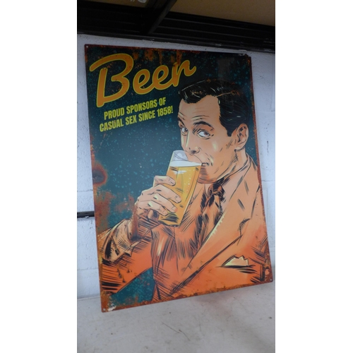 2102 - A humorous 'Beer' tin sign