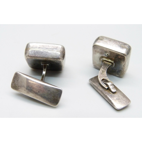 1032 - A pair of silver Georg Jensen cufflinks, 118, London import mark for 1973